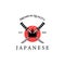 moon king of katana for japanese crow logo minimalist vector icon illustration design