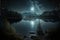 moon light at lake shining moon at night AI generated