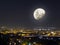 Moon light night city view