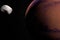 Moon martian Deimos, Mars II, orbiting around Mars planet. 3d render