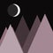 Moon and Mountains Panorame Generative Art background illustration