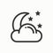 Moon night line simple icon. Weather symbols. Dream, sleep. Design element. Template for mobile app, web and widgets