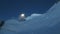 Moon over the Belukha Altai Mountains. Night landscape. Russia