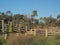 Moon over a desolate cattle loading ramp