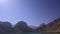 Moon over mountain lake. Panorama. Tajikistan, Is