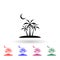 Moon, palm multi color icon. Simple thin line, outline  of ramadan icons for ui and ux, website or mobile application