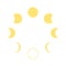 Moon phase change, month cycle icon. Moon calendar. Graphical yellow form of transformation of moon in month. Vector