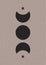 Moon phases mid century poster. Boho lunar minimalist art decor, magic contemporary print. Vector illustration