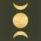 Moon phases for pagan sacred astrology. Celestial complete cycle of moons. Vector illustration