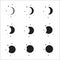 Moon phases silhouette set