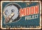 Moon project vector rusty metal plate, poster