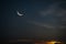 Moon Ramadan Background Eid Kareem Mubarak with Night Crescent Haft Moon and Star Islam Symbols Nature,Evening Sky Holy Arabic