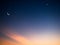 Moon Ramadan Background Eid Kareem Mubarak with Night Crescent Haft Moon and Star Islam Symbols Nature,Evening Sky Holy Arabic