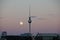 Moon rise behind T.V tower Alexanderplatz