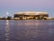 Moon rising over Perth Stadium, Swan River, Perth, Western Australia