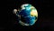 Moon rotation around the earth globe, animation. 3D rendering