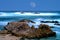 Moon setting Asilomar State Marine Reserve California