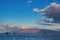 Moon setting early morning in Lahaina with Lanai and boats in the distance