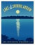 Moon shining reflection on lake travel poster
