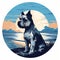 Moon Silhouette Schnauzer Dog Axel Print - Traditional Oil-painting Style
