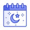 Moon with star on calendar showing concept of ramadan calendar icon