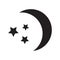 Moon and stars, black sleep icon, silhouettes. Vector