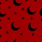 Moon and stars celestial christmas seamless pattern on red