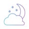 Moon with stars and cloud gradient style icon vector design