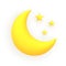Moon and stars. Cute weather realistic icon. 3d cartoon