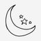 Moon and stars doodle vector icon. Drawing sketch illustration hand drawn line eps10