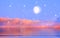 moon and stars at sea pink reflection Lilac sunset reflection on sea water cloudy starry sky and moon seascape nature landscape