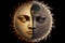 Moon and sun faces
