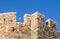 The moon between the turrets of the castle at Le Suquet, Cannes