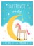 Moon and Unicorn Sleepover Kids Party Card