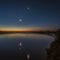 Moon, Venus, Mars, Jupiter and Mercury over the river Sozh