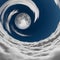 Moon in a vortex of clouds