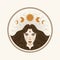 Moon woman, illustration with esoteric, boho, spiritual, geometric, astrology, magic themes