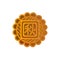 Mooncake icon design. Chinese Mid-Autumn Festival symbol with a Chinese character `autumn`.