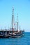 Moonfleet tallship along Swanage pier.