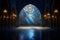 Moonlight bathes Islamic mosques interior in serene, ethereal luminance