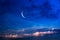 Moonlight Night Background Crescent Many Clouds Night Sky Night Sky