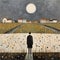 Moonlight Walks: A Painting By Mike Weld In The Style Of Gary Bunt