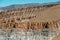 Moonlike landscape of dunes, rugged mountains and geological rock formations of Valle de la Luna Moon valley in Atacama desert,