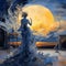 Moonlit Balcony Rococo-inspired Art With Azure And Amber