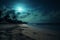 Moonlit Beach Valentine Day background