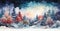 Moonlit Bliss: A Dreamy Snowy Landscape Illustration
