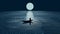 Moonlit Boat Ride: Minimalistic Op Art Concept Art