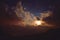 Moonlit clouds at night in the mountains