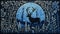 Moonlit Deer In Jane Newland Style: Dark Blue And Bronze Forest Wildlife Mural