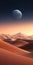 Moonlit Desert Landscape: Ray Traced Digital Illustration